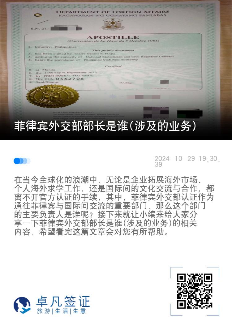 菲律宾外交部部长是谁(涉及的业务)